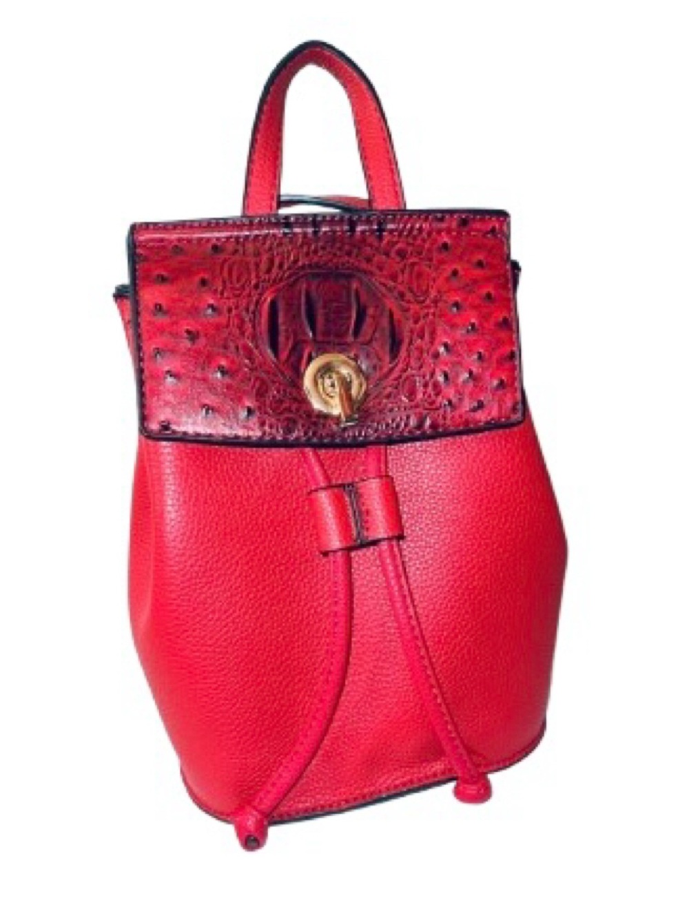 Red Women’s Mini Backpack with Croc-Detail Flap